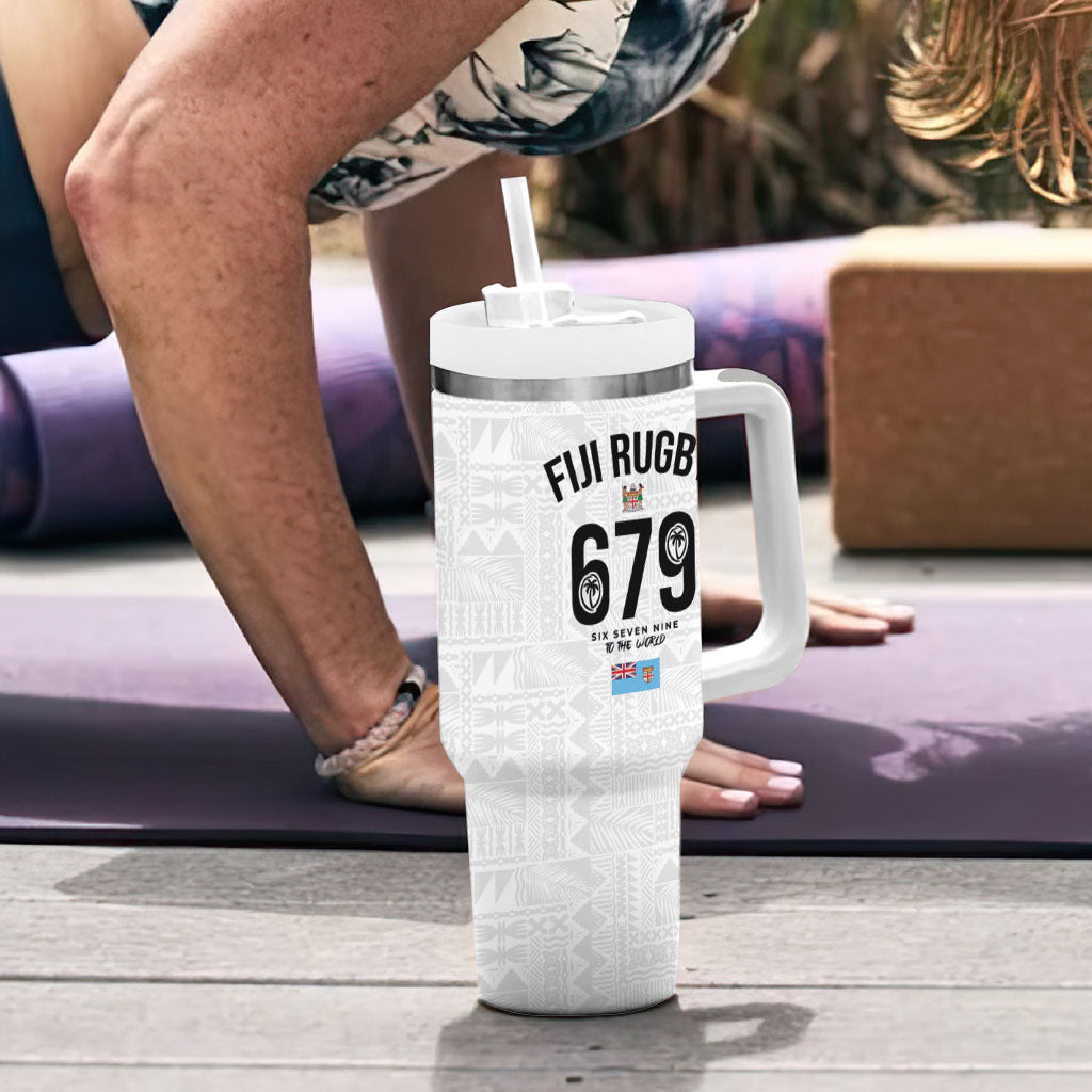 Fijian Rugby Tumbler With Handle Six Seven Nine to The World - Tapa Pattern