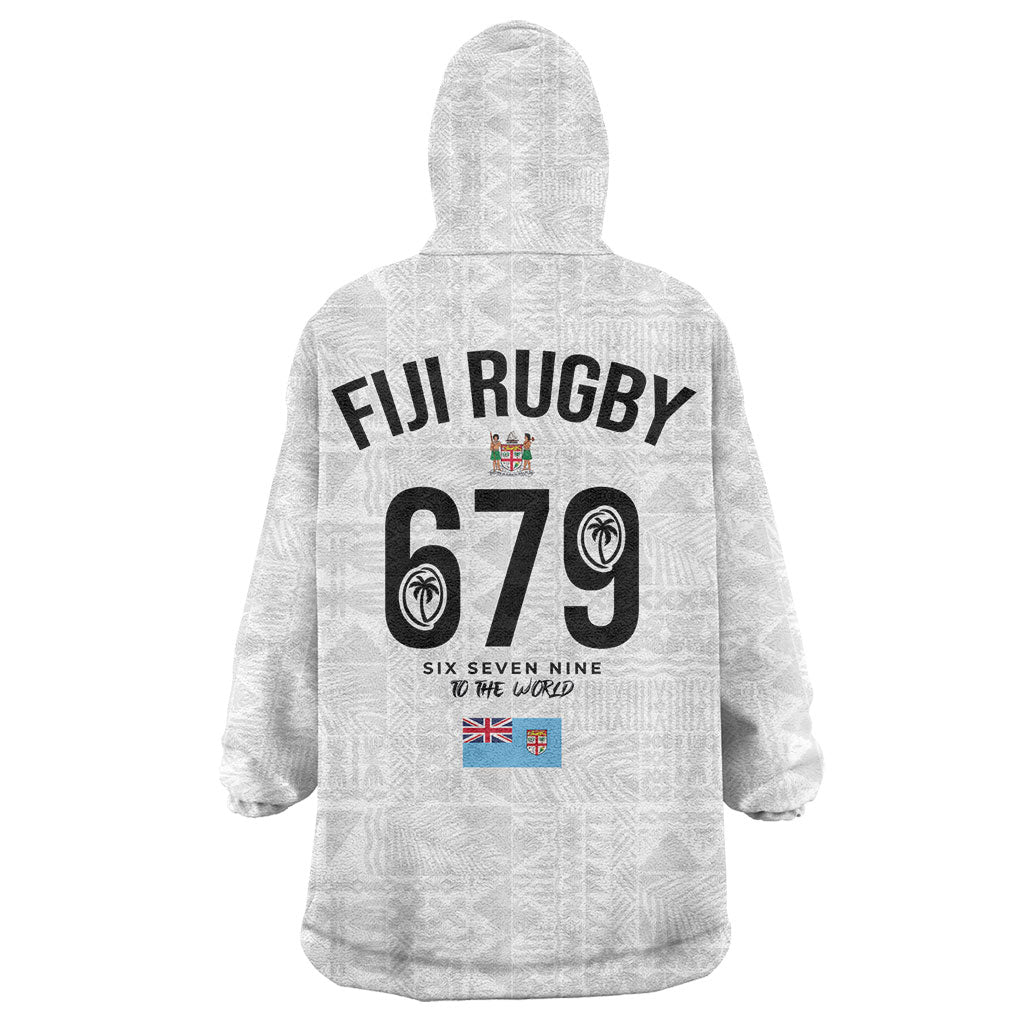 Fijian Rugby Wearable Blanket Hoodie Six Seven Nine to The World - Tapa Pattern