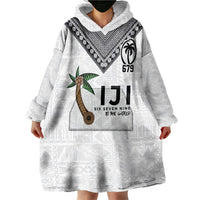 Fijian Rugby Wearable Blanket Hoodie Six Seven Nine to The World - Tapa Pattern