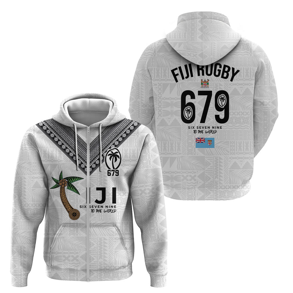 Fijian Rugby Zip Hoodie Six Seven Nine to The World - Tapa Pattern