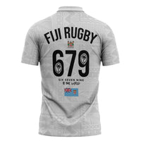 Fijian Rugby Zipper Polo Shirt Six Seven Nine to The World - Tapa Pattern