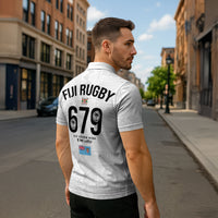Fijian Rugby Zipper Polo Shirt Six Seven Nine to The World - Tapa Pattern