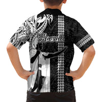 Hawaii Lanai Island Family Matching Short Sleeve Bodycon Dress and Hawaiian Shirt Hawaiian King and Kakau Symbols Abstract Shoulder Tattoo LT03 - Polynesian Pride