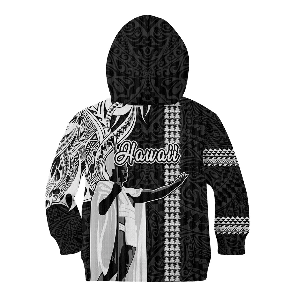 Hawaii Lanai Island Kid Hoodie Hawaiian King and Kakau Symbols Abstract Shoulder Tattoo LT03 - Polynesian Pride