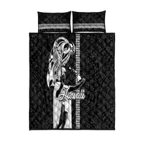 Hawaii Lanai Island Quilt Bed Set Hawaiian King and Kakau Symbols Abstract Shoulder Tattoo LT03 Black - Polynesian Pride