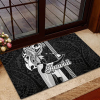 Hawaii Lanai Island Rubber Doormat Hawaiian King and Kakau Symbols Abstract Shoulder Tattoo LT03 - Polynesian Pride