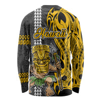 Hawaii Molokai Island Long Sleeve Shirt Hawaiian Warrior and Kakau Symbols Abstract Tattoo LT03 - Polynesian Pride