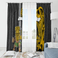 Hawaii Molokai Island Window Curtain Hawaiian Warrior and Kakau Symbols Abstract Tattoo LT03 - Polynesian Pride