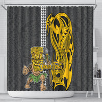 Custom Hawaii Molokai Island Shower Curtain Hawaiian Warrior and Kakau Symbols Abstract Tattoo LT03 - Polynesian Pride