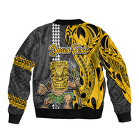 Custom Hawaii Molokai Island Sleeve Zip Bomber Jacket Hawaiian Warrior and Kakau Symbols Abstract Tattoo LT03 - Polynesian Pride