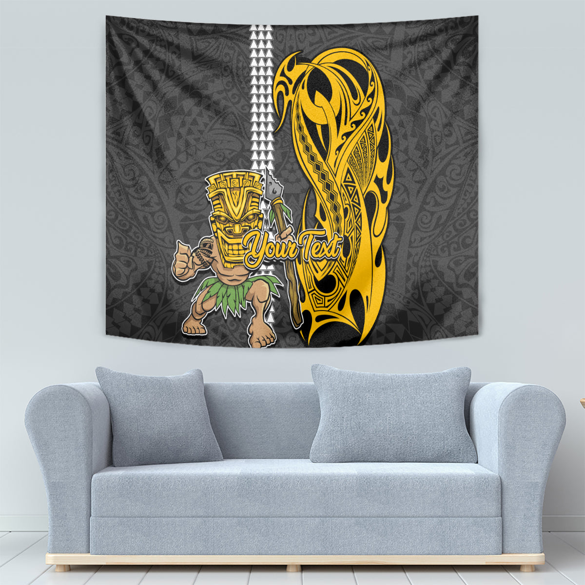 Custom Hawaii Molokai Island Tapestry Hawaiian Warrior and Kakau Symbols Abstract Tattoo LT03 - Polynesian Pride