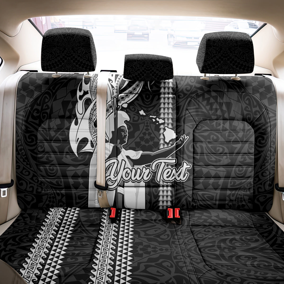 Custom Hawaii Molokai Island Back Car Seat Cover Hawaiian King and Kakau Symbols Abstract Shoulder Tattoo LT03 - Polynesian Pride