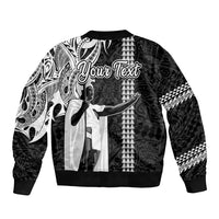 Custom Hawaii Molokai Island Bomber Jacket Hawaiian King and Kakau Symbols Abstract Shoulder Tattoo LT03 - Polynesian Pride