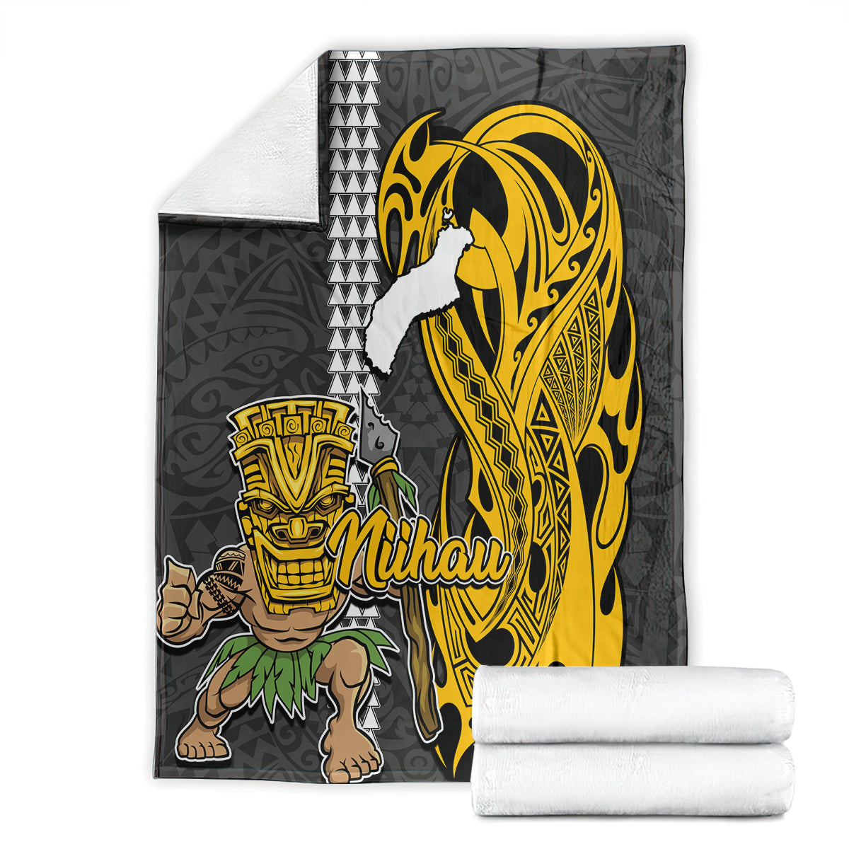 Hawaii Niihau Island Blanket Hawaiian Warrior and Kakau Symbols Abstract Tattoo LT03 - Polynesian Pride