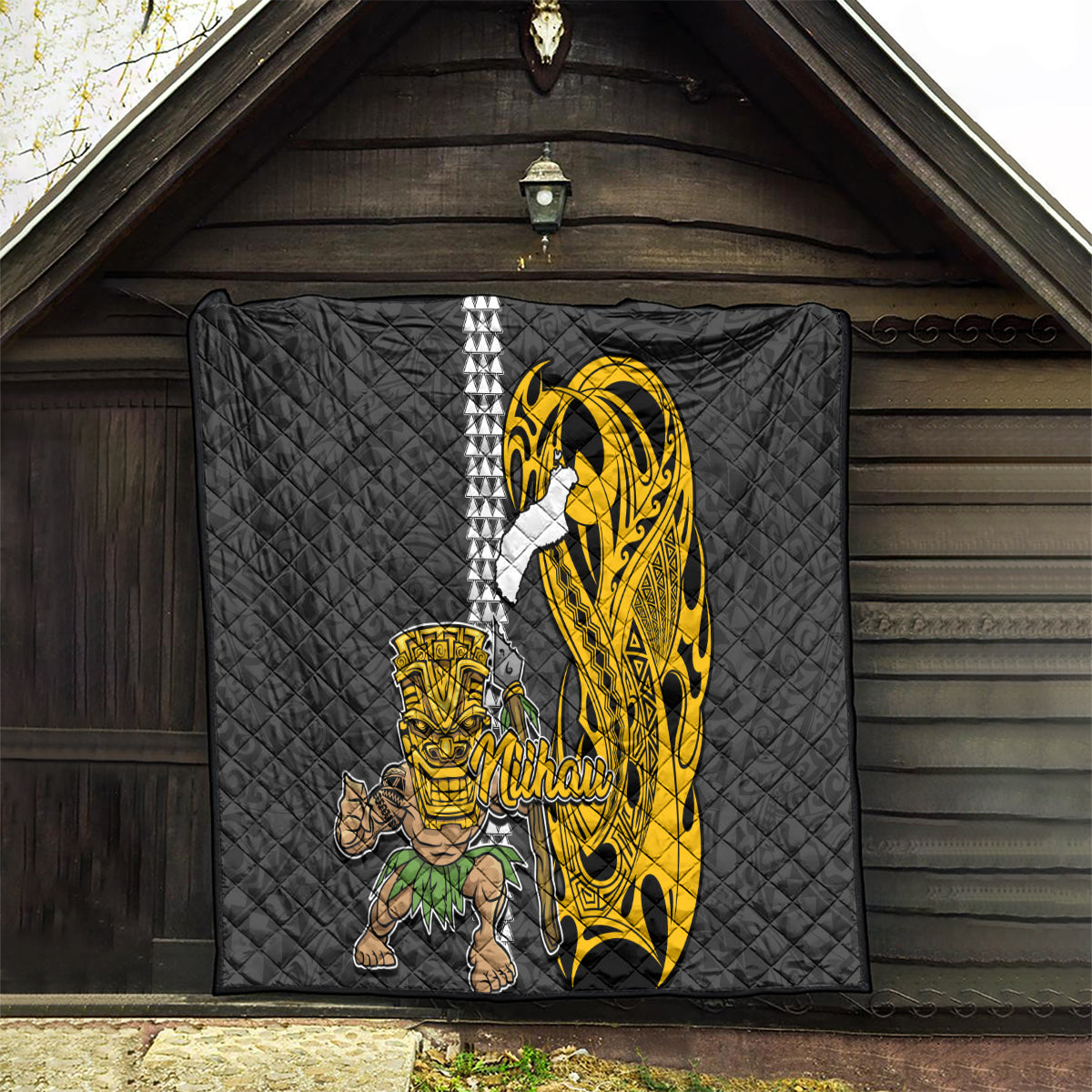 Hawaii Niihau Island Quilt Hawaiian Warrior and Kakau Symbols Abstract Tattoo LT03 - Polynesian Pride
