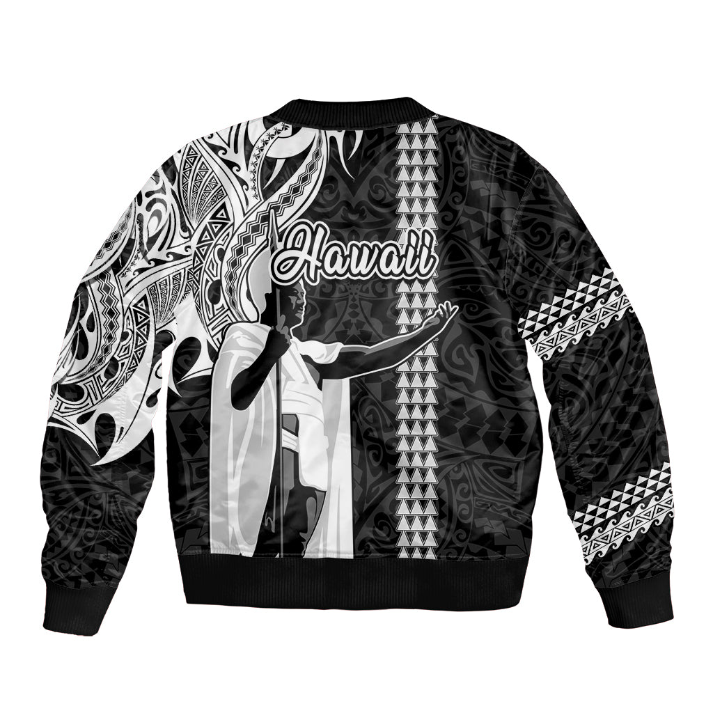 Hawaii Niihau Island Sleeve Zip Bomber Jacket Hawaiian King and Kakau Symbols Abstract Shoulder Tattoo LT03 - Polynesian Pride
