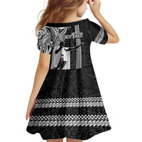 Custom Hawaii Niihau Island Kid Short Sleeve Dress Hawaiian King and Kakau Symbols Abstract Shoulder Tattoo LT03 - Polynesian Pride