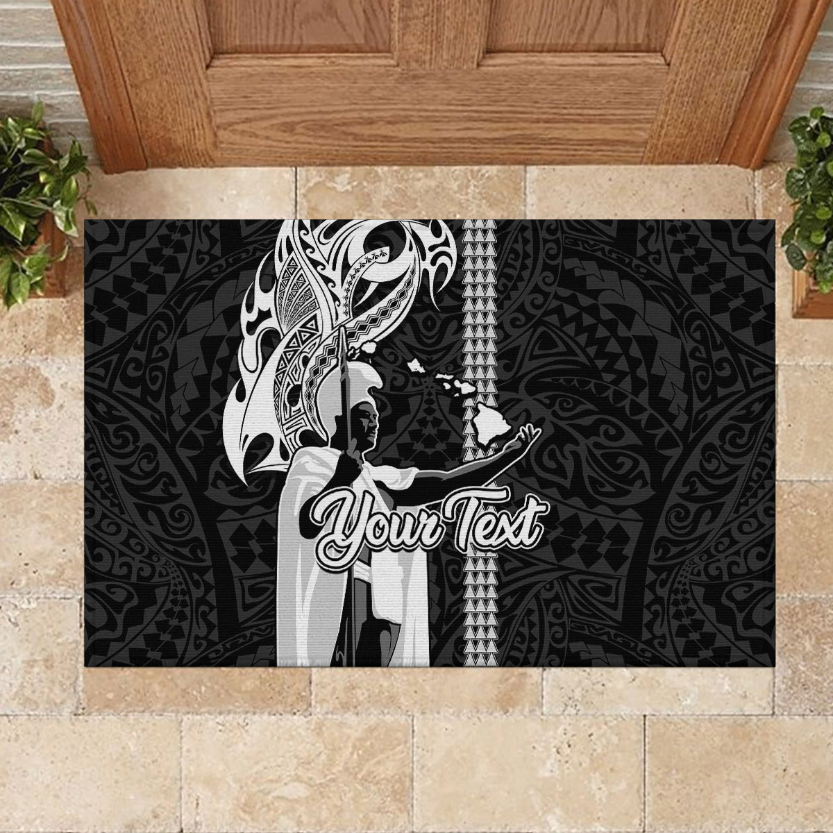 Custom Hawaii Niihau Island Rubber Doormat Hawaiian King and Kakau Symbols Abstract Shoulder Tattoo LT03 - Polynesian Pride