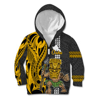 Custom Hawaii Oahu Island Kid Hoodie Hawaiian Warrior and Kakau Symbols Abstract Tattoo LT03 - Polynesian Pride