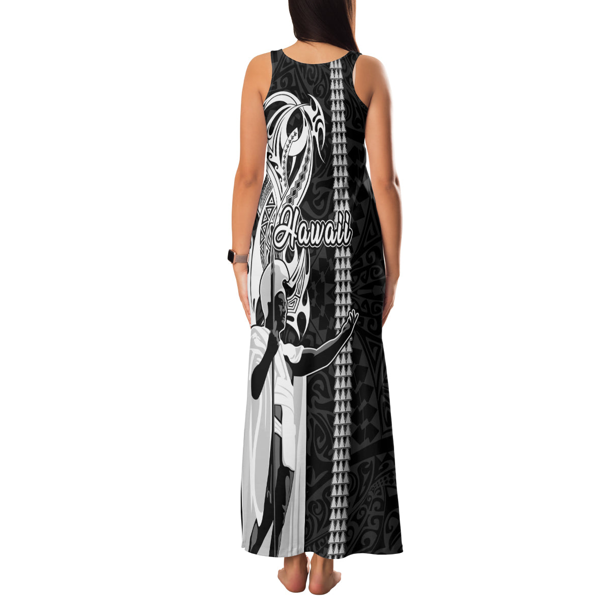 Hawaii Oahu Island Family Matching Tank Maxi Dress and Hawaiian Shirt Hawaiian King and Kakau Symbols Abstract Shoulder Tattoo LT03 - Polynesian Pride