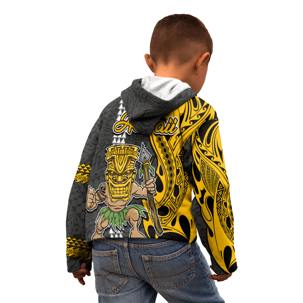 Hawaii Kahoolawe Island Kid Hoodie Hawaiian Warrior and Kakau Symbols Abstract Tattoo LT03 - Polynesian Pride