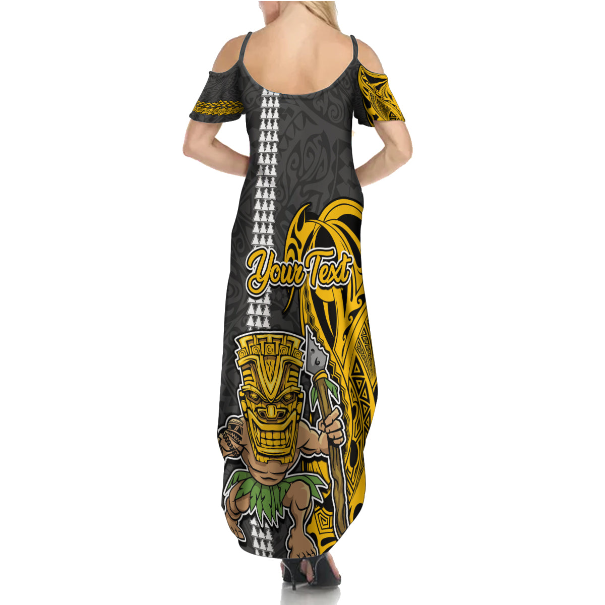 Custom Hawaii Kahoolawe Island Family Matching Summer Maxi Dress and Hawaiian Shirt Hawaiian Warrior and Kakau Symbols Abstract Tattoo LT03 - Polynesian Pride