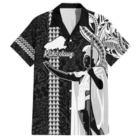 Hawaii Kahoolawe Island Family Matching Puletasi Dress and Hawaiian Shirt Hawaiian King and Kakau Symbols Abstract Shoulder Tattoo LT03 Dad's Shirt - Short Sleeve Black - Polynesian Pride