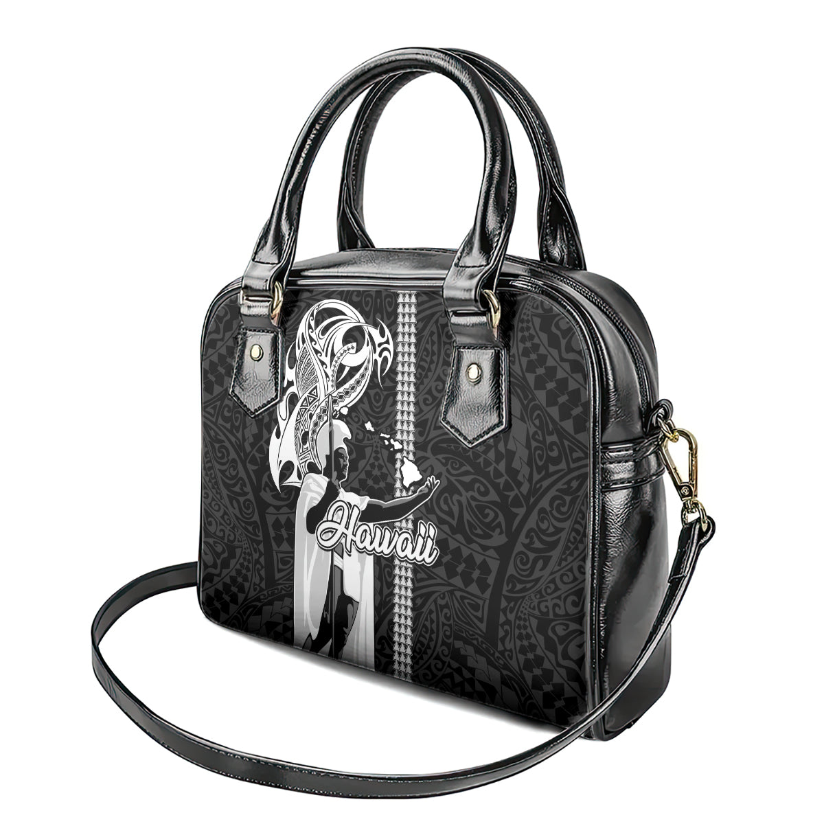 Hawaii Kahoolawe Island Shoulder Handbag Hawaiian King and Kakau Symbols Abstract Shoulder Tattoo LT03 - Polynesian Pride