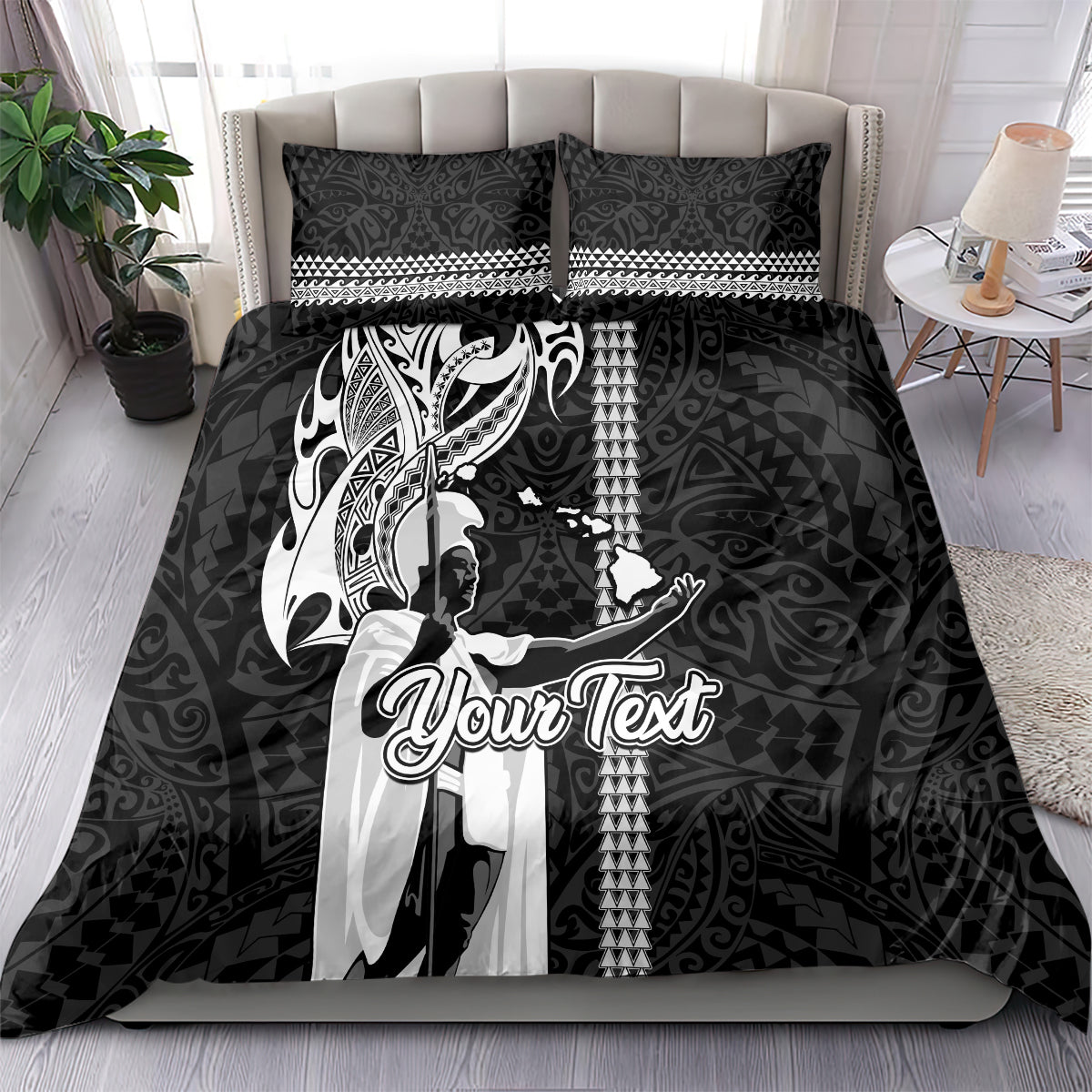 Custom Hawaii Kahoolawe Island Bedding Set Hawaiian King and Kakau Symbols Abstract Shoulder Tattoo LT03 - Polynesian Pride