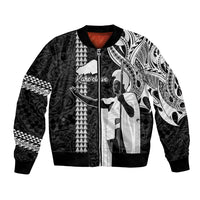 Custom Hawaii Kahoolawe Island Bomber Jacket Hawaiian King and Kakau Symbols Abstract Shoulder Tattoo LT03 Unisex Black - Polynesian Pride