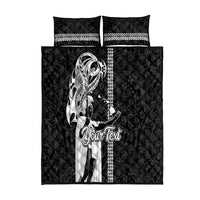 Custom Hawaii Kahoolawe Island Quilt Bed Set Hawaiian King and Kakau Symbols Abstract Shoulder Tattoo LT03 Black - Polynesian Pride