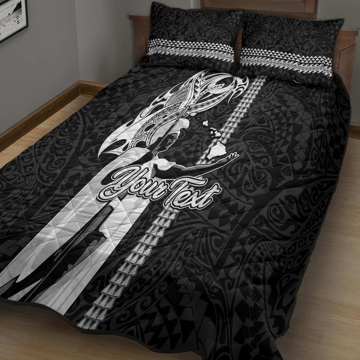 Custom Hawaii Kahoolawe Island Quilt Bed Set Hawaiian King and Kakau Symbols Abstract Shoulder Tattoo LT03 - Polynesian Pride