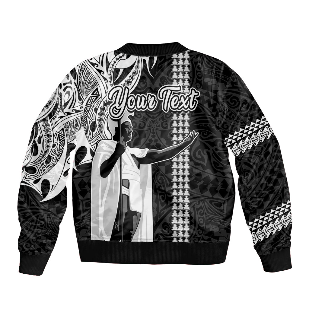 Custom Hawaii Kahoolawe Island Sleeve Zip Bomber Jacket Hawaiian King and Kakau Symbols Abstract Shoulder Tattoo LT03 - Polynesian Pride