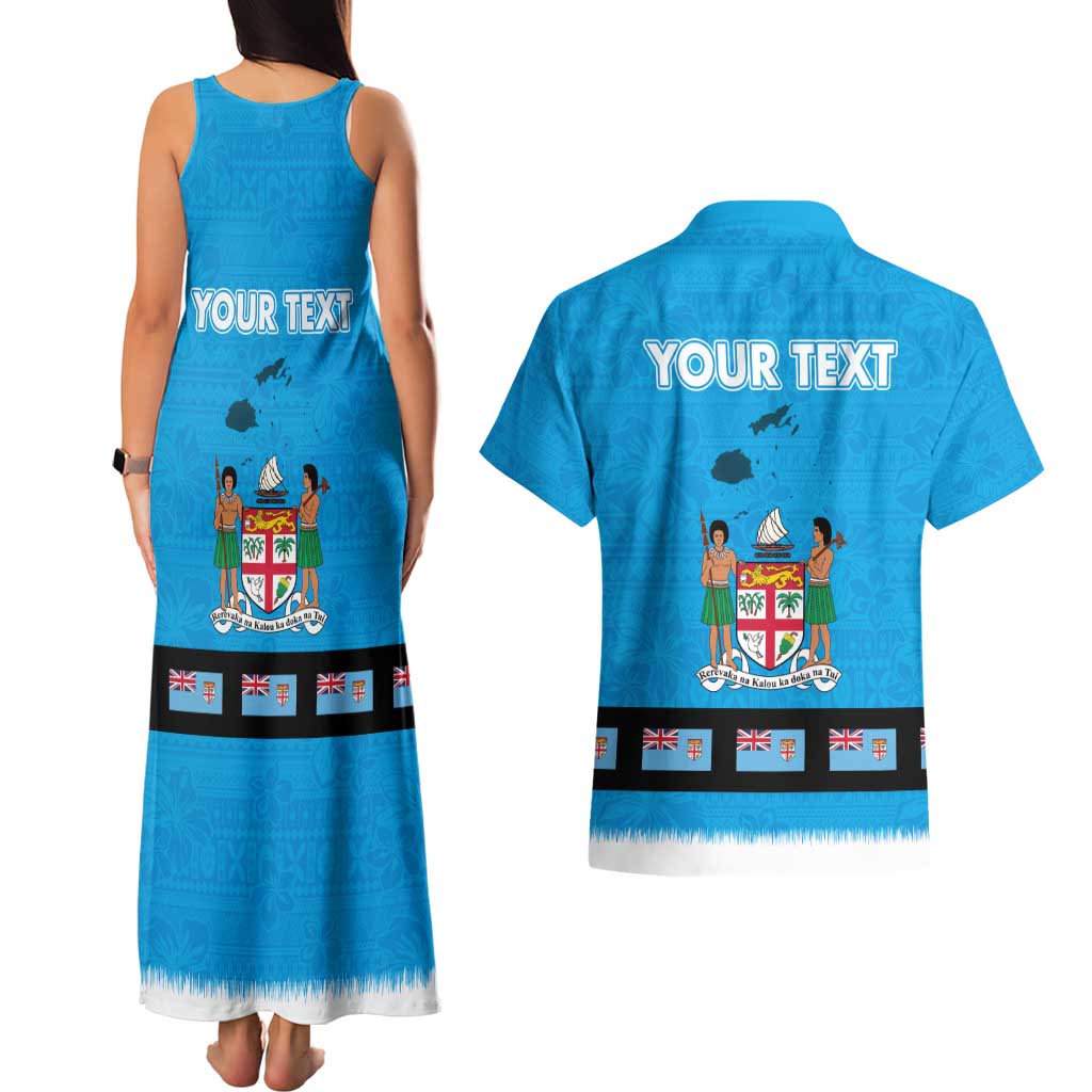 Fiji Merry Christmas Couples Matching Tank Maxi Dress and Hawaiian Shirt Santa Suit Style With Tapa Tribal Pattern LT03 - Polynesian Pride