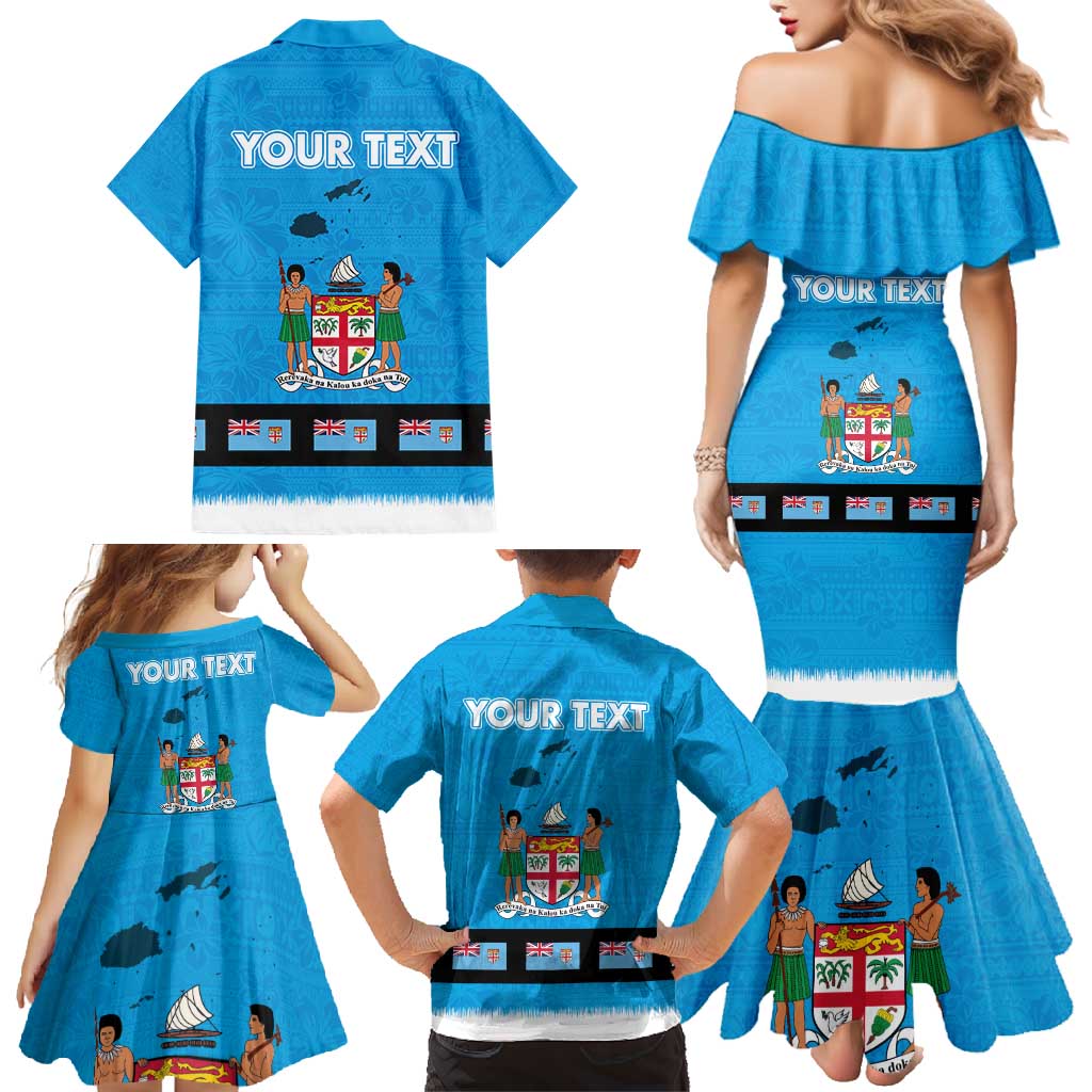 Fiji Merry Christmas Family Matching Mermaid Dress and Hawaiian Shirt Santa Suit Style With Tapa Tribal Pattern LT03 - Polynesian Pride