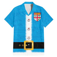 Fiji Merry Christmas Family Matching Mermaid Dress and Hawaiian Shirt Santa Suit Style With Tapa Tribal Pattern LT03 Dad's Shirt - Short Sleeve Blue - Polynesian Pride