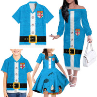 Fiji Merry Christmas Family Matching Off The Shoulder Long Sleeve Dress and Hawaiian Shirt Santa Suit Style With Tapa Tribal Pattern LT03 - Polynesian Pride