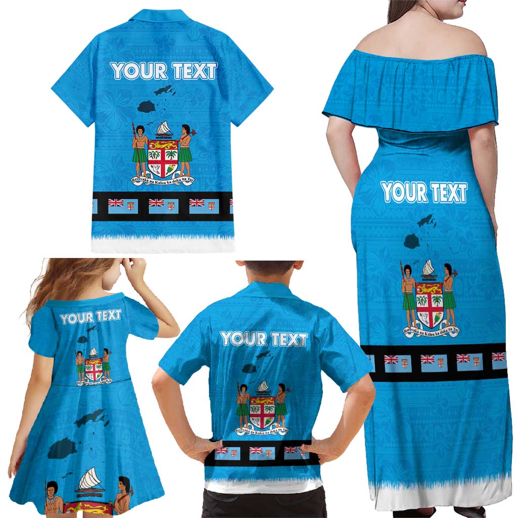 Fiji Merry Christmas Family Matching Off Shoulder Maxi Dress and Hawaiian Shirt Santa Suit Style With Tapa Tribal Pattern LT03 - Polynesian Pride