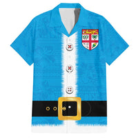 Fiji Merry Christmas Family Matching Puletasi and Hawaiian Shirt Santa Suit Style With Tapa Tribal Pattern LT03 Dad's Shirt - Short Sleeve Blue - Polynesian Pride