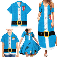 Fiji Merry Christmas Family Matching Summer Maxi Dress and Hawaiian Shirt Santa Suit Style With Tapa Tribal Pattern LT03 - Polynesian Pride