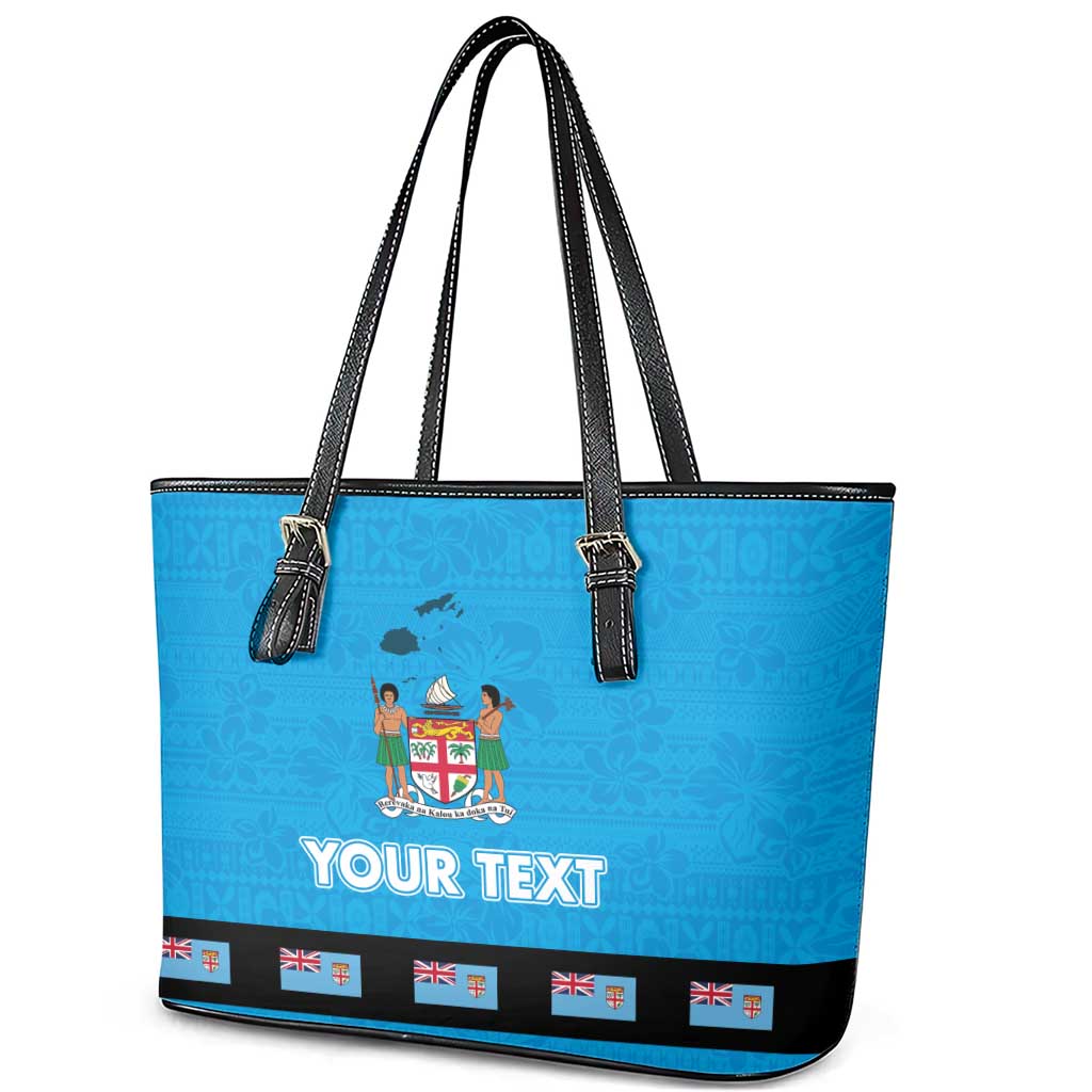 Fiji Merry Christmas Leather Tote Bag Santa Suit Style With Tapa Tribal Pattern