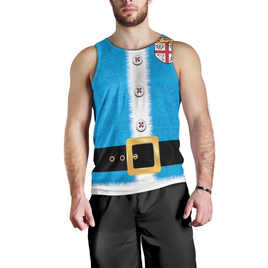 Fiji Merry Christmas Men Tank Top Santa Suit Style With Tapa Tribal Pattern