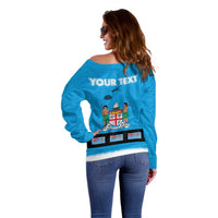 Fiji Merry Christmas Off Shoulder Sweater Santa Suit Style With Tapa Tribal Pattern