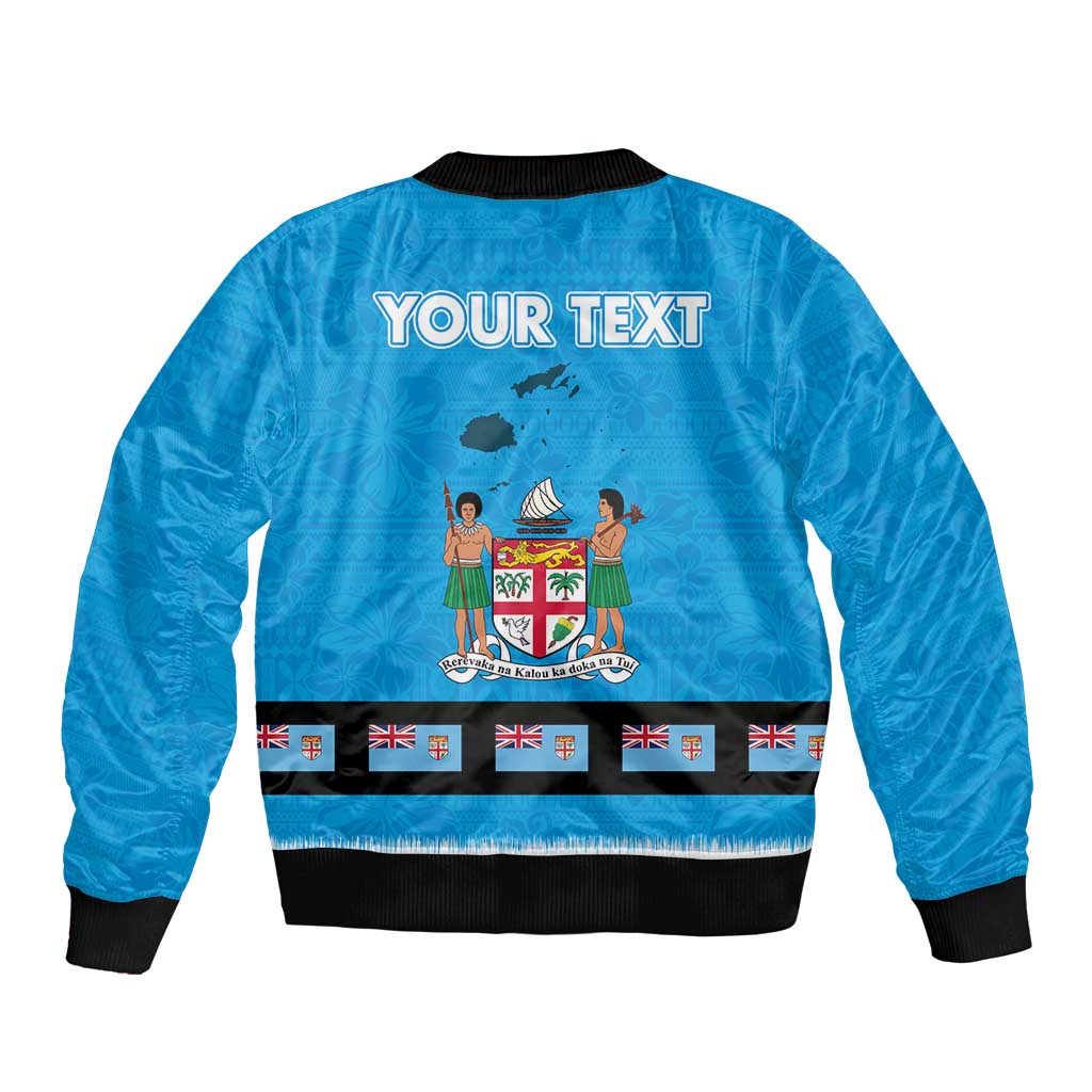 Fiji Merry Christmas Sleeve Zip Bomber Jacket Santa Suit Style With Tapa Tribal Pattern