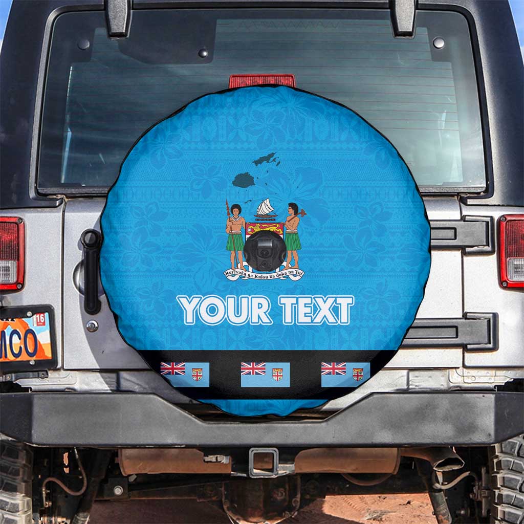 Fiji Merry Christmas Spare Tire Cover Santa Suit Style With Tapa Tribal Pattern LT03 Blue - Polynesian Pride