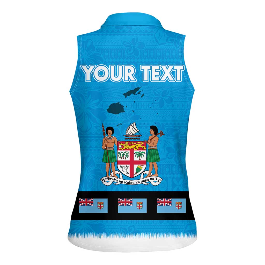 Fiji Merry Christmas Women Sleeveless Polo Shirt Santa Suit Style With Tapa Tribal Pattern LT03 - Polynesian Pride