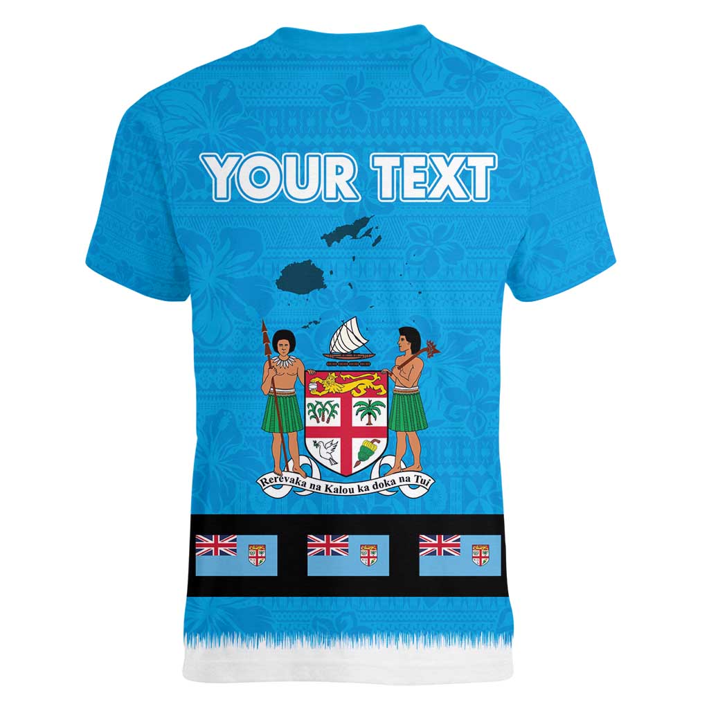 Fiji Merry Christmas Women V-Neck T-Shirt Santa Suit Style With Tapa Tribal Pattern LT03 - Polynesian Pride