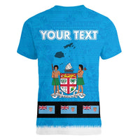 Fiji Merry Christmas Women V-Neck T-Shirt Santa Suit Style With Tapa Tribal Pattern LT03 - Polynesian Pride