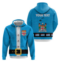 Fiji Merry Christmas Zip Hoodie Santa Suit Style With Tapa Tribal Pattern
