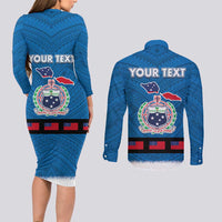 Samoa Merry Christmas Couples Matching Long Sleeve Bodycon Dress and Long Sleeve Button Shirt Santa Suit Style With Tatau Tattoo Pattern LT03 - Polynesian Pride